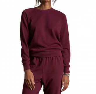 perfectwhitetee Alexi French Terry Sweatshirt Top In Burgundy