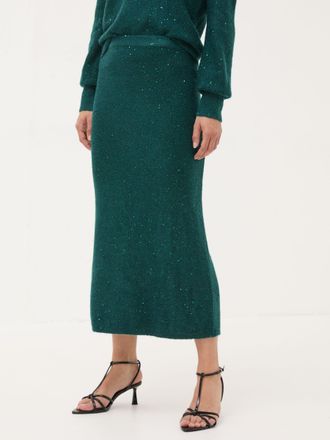 Fat Face FatFace Teal Blue Sequin Knit Skirt