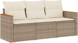 vidaXL Juego De Sof&aacute;s De Jard&iacute;n Con Cojines Beige 3 Pzas Rat&aacute;n Pe Vidaxl