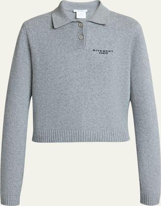Givenchy Logo Embroidered Wool-Cashmere Polo Sweater