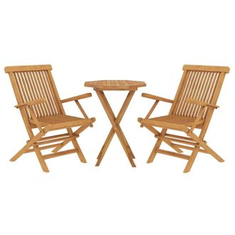 Berkfield Home Beautiful 3 Piece Garden Dining Set Solid Wood Teak in Brown