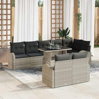 vidaXL Vidaxl - Conjunto De Sof&aacute; De Jard&iacute;n 9 Pcs Gris Claro 100 X 55 X 73 Cm