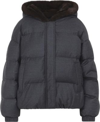 Yves Salomon Grey Puffer Jaket