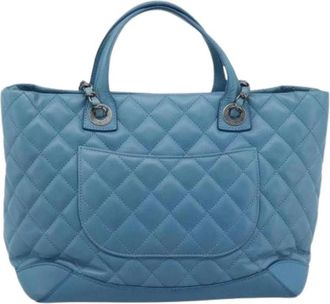 Chanel Pre-owned Vintage Tote Bag - Dames - Vintage Shopper - Blauw - ONE Size - Leer - Vintage