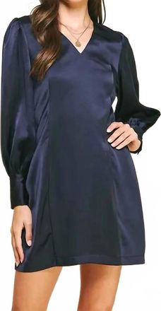 Pinch Design Enchanted Evenings Satin Dress In Navy