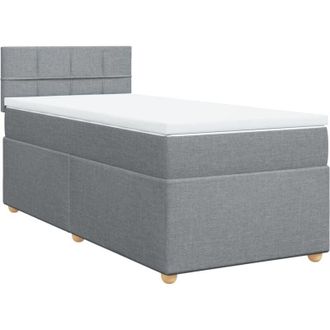 vidaXL Vidaxl - Cama Box Spring Con Colch&oacute;n Tela Gris Claro 100x200 Cm