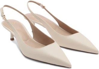 Mango Pointed Kitten Heel Pump in Ecru at Nordstrom, Size 7.5Us
