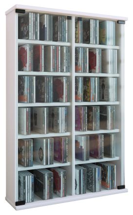 ebuy24 Ebuy24 - Vcm Cd Shelf Wood Gabinete De Cd Con Puertas De Vidrio De Seguridad Esg Para 300 Cd O 130 Dvds O 72 V&iacute;deos Dimensiones: Al. 92 X An. 60 X P. 