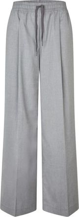 Sams&oslash;e & Sams&oslash;e Wijde broek - Dames - Wijde Broeken - Grijs - XL - Leer - Broeken