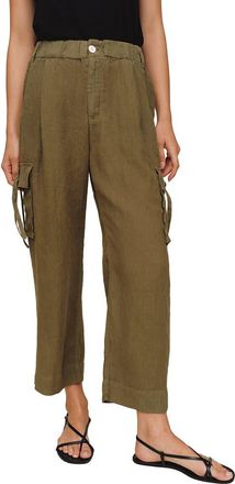 Bella Dahl Cargo Ties Ankle Linen Pants in Olive Stone at Nordstrom, Size X-Small