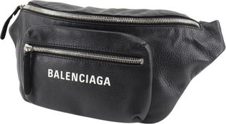 Balenciaga Pre-owned Belt Bags, female, Black, Size: ONE SIZE Pre-owned Vintage Leather Logo Fanny Pack