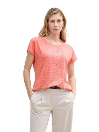 Tom Tailor T-Shirt TOM TAILOR, Damen, Gr. XS (34), pink (rosewood pink), Obermaterial: 93% Polyester, 7% Elasthan, unifarben, loose fit taillenbedeckt, Rundhals,