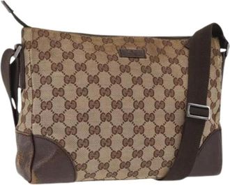 Gucci Pre-owned Cross Body Bags, female, Beige, Size: ONE SIZE Pre-owned Vintage GG Canvas Shoulder Bag