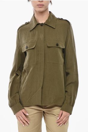 Woolrich Linen-Blend Overshirt with Double Pocket size Xs