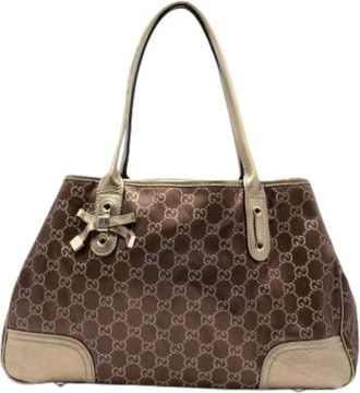 Gucci Pre-owned Handbags, female, Brown, Size: ONE SIZE Pre-owned Nylon Tote