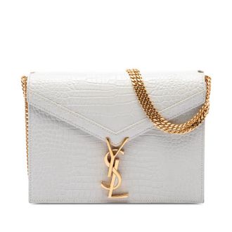 Saint Laurent Pre-owned Saint Laurent Croc Embossed Leather Monogram Cassandra Clasp Bag Ladies 4FGHP9DE20R6EHTN