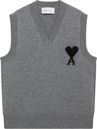 Ami Sleeveless Sweater With Contrasted Ami de Coeur