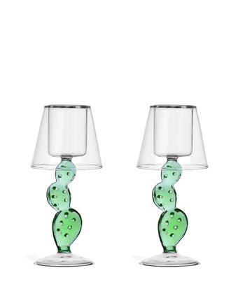 Ichendorf Desert Plants candle holder (set of two) - unisex - Borosilicate Glass - OS - Green