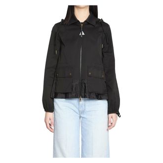 Moncler Light Jackets, female, Black, Size: M Adenium Hooded Jacket