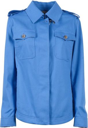 Fay Light Jackets, male, Blue, Size: M Shirt Jacket Con Gancio