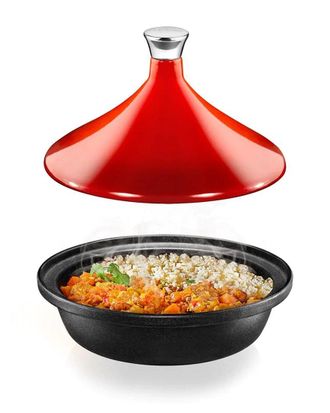 Nutrichef Tajine Pot With Red Enamel Coating