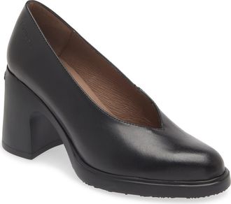Wonders Block Heel Pump in Black Leather at Nordstrom, Size 9.5-10Us