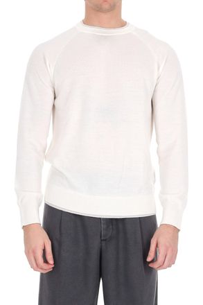 Eleventy Wool Crewneck Sweater with Double Trim
