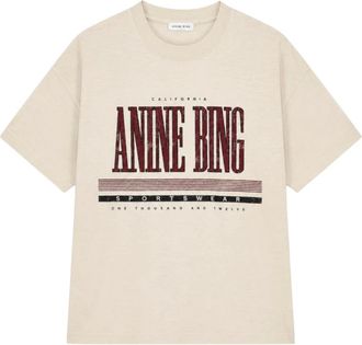 Anine Bing Tops, Dames, Beige, XS, Leer, Nell Tee Mesh