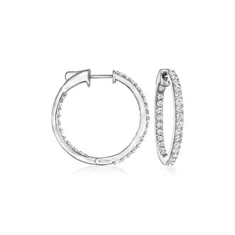 Ross-Simons Diamond Inside-Outside Hoop Earrings in Sterling Silver