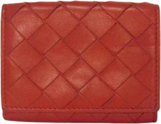 Bottega Veneta Pre-owned Vintage Portemonnee (drievoudig) - Dames - Vintage Accessoires - Rood - ONE Size - Leer - Vintage