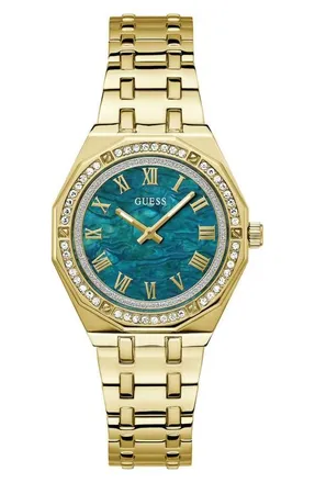 Guess Desire Crystal & Mother-of-Pearl Goldtone Bracelet Watch, 36mm at Nordstrom