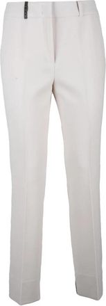 PESERICO Slim-fit broek - Dames - Slim Fit Broeken - Wit - 2XL - Katoen - Broeken