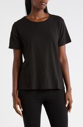 Eileen Fisher Crewneck Short Sleeve Organic Cotton T-Shirt in Black at Nordstrom Rack, Size X-Small