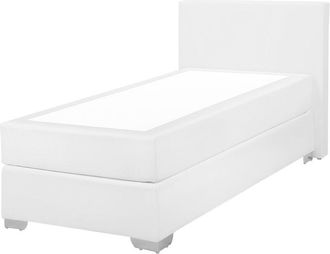 Beliani Cama Continental Doble 90 X 200 Cm Tapizada En Piel Sint&eacute;tica Blanca Con Colch&oacute;n De Muelles Embolsados President