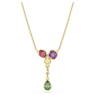 Swarovski Imber Y Pendant Mixed Cuts, Multicolored, 18K Gold Finish