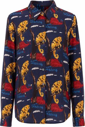 Laura Urbinati Laura Urbinati Zijden Twill Rok Lemuri Blauw
