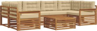 vidaXL Conjunto De Sof&aacute;s De Exterior 7 Uds. Natural Y Beige Vidaxl