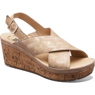 Samuel Hubbard Portola Slingback Wedge Sandal in Gold Metallic Suede at Nordstrom, Size 10.5