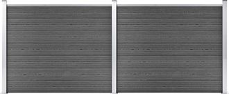 vidaXL Set De Paneles De Valla Wpc Negro 353x146 Cm Vidaxl