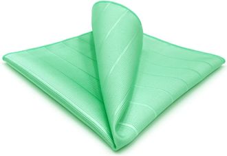 Shlax & Wing Pocket Squares for Men Solid Turquoise Striped Dark Fringe