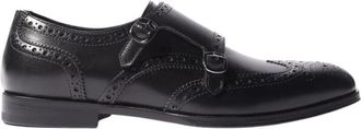 Scarosso Handgemaakte Wing-Tip Monniksriemschoenen - Dames - Loafers - Zwart - 40 EU - Leer - Schoenen
