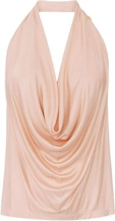 Elisabetta Franchi Glanzende Viscose Jersey Top - Dames - Tops zonder mouwen - Roze - XL - Tops