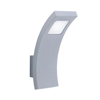 Leds - C4 Leds C4 Sharpe Aplique De Pared Exterior Resistente Al Agua Ip44. Foco Led De Exterior En Aluminio Gris Para Jard&iacute;n. Porche. Patio. Aplique De Luz Led