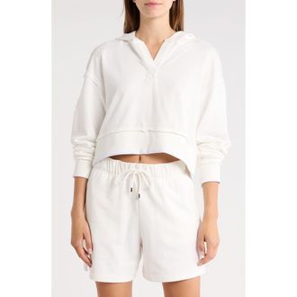 Yogalicious Stonewash Crop Hoodie in White Dove at Nordstrom Rack, Size X-Large
