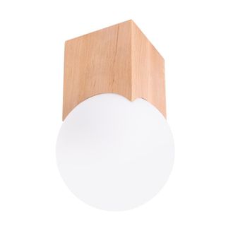 Sollux Lighting L&aacute;mpara de techo madera natural/blanco madera/vidrio alt. 12 cm