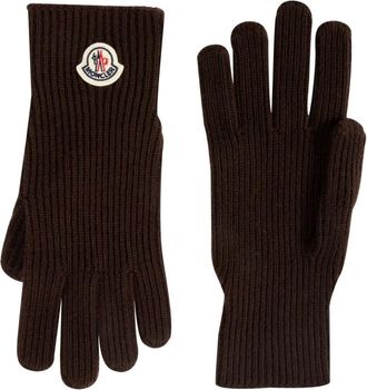 Moncler logo-patch gloves - Brown