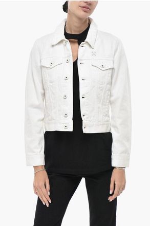 Off-white DENIM Printed Denim Crop Jacket EAGLE size 40