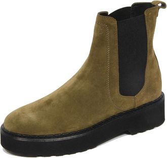 Tod's Groene Su&egrave;de Enkellaars met Elastiek - Dames - Chelseaboots - Groen - 37 EU - Su&egrave;de - Schoenen