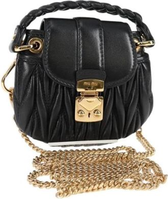 Miu Miu Tweedehands leren handtassen - Dames - Vintage Handtas - Zwart - ONE Size - Leer - Vintage