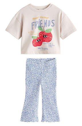 Next Kids Graphic T-Shirt & Flare Leggings Set in Neutral at Nordstrom, Size 5-6Y